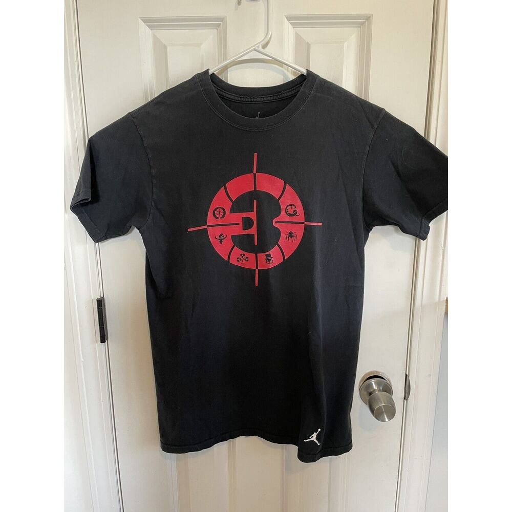 Air Jordan Shirt Mens Medium Jumpman Black Red Crosshairs #3 Graphic Tee